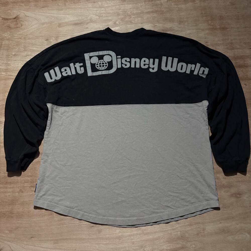 Walt Disney World Spirit Jersey Black Grey Long Sleeve Size Large